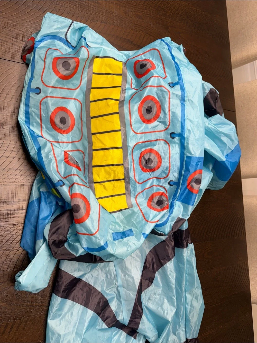 Kids Blue Space-Themed Inflatable One-Piece Footie with Yellow Visor